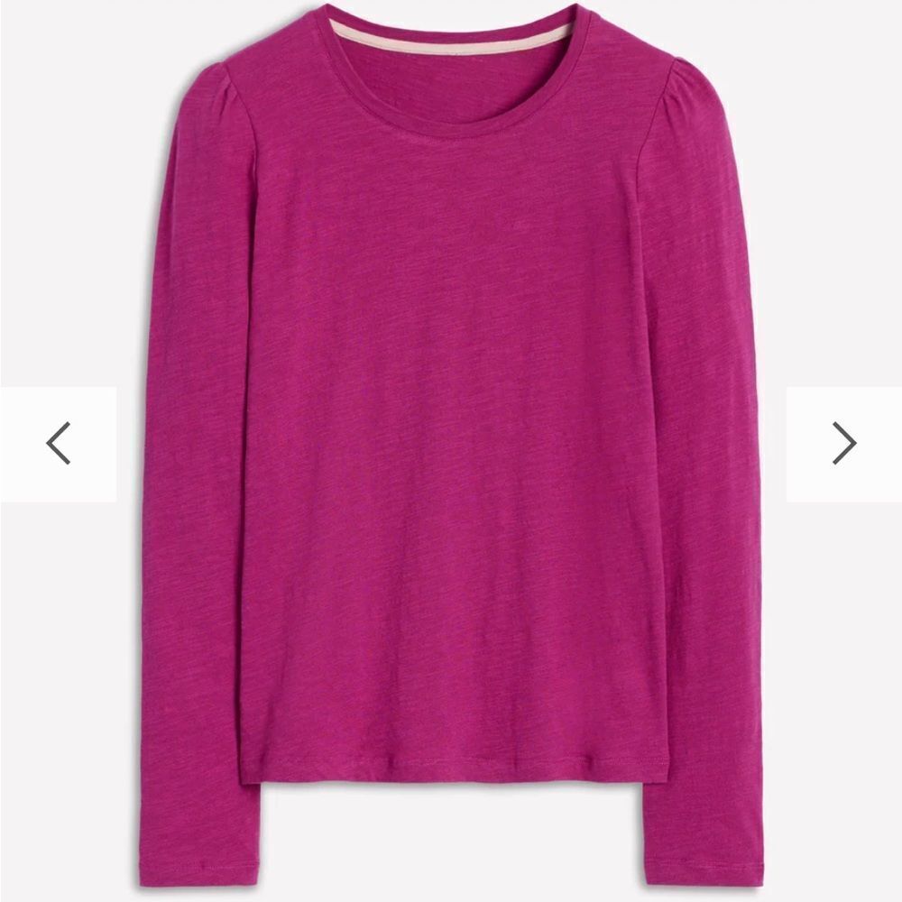 Boden basic Cotton & Modal Crew Long Sleeve Top in Rich Magenta size 4-like new!
